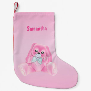 Cute Pink Bunny Rabbit Kleine Kerstsok