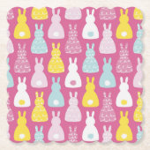 Cute Pink Bunny Rabbit Paper Onderzetter (Voorkant)