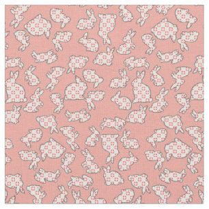 Cute Pink Bunny Rabbits Pattern Stof