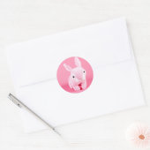 Cute Pink Bunny Ronde Sticker (Envelop)