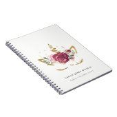 Cute Pink Burgundy Faux Gold Floral Unicorn Kinder Notitieboek (Rechterzijde)