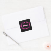 Cute Pink Butterflies met het woord moeder Vierkante Sticker (Envelop)
