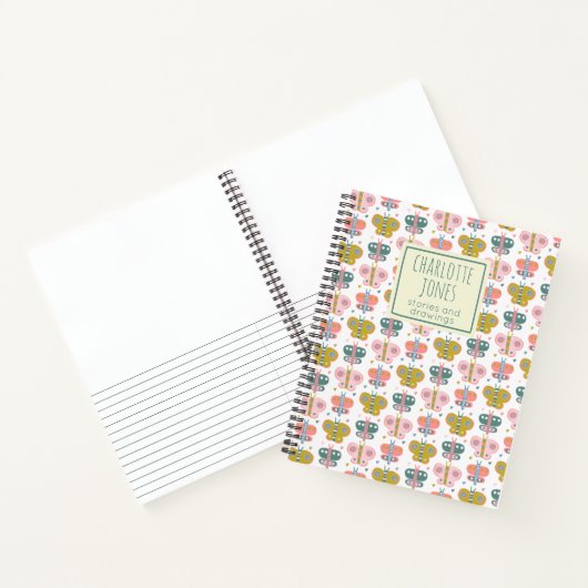 Cute Pink Butterflies Personated Story Journal Notitieboek (Binnen)