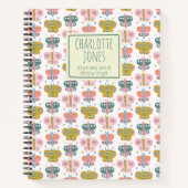 Cute Pink Butterflies Personated Story Journal Notitieboek (Voorkant)