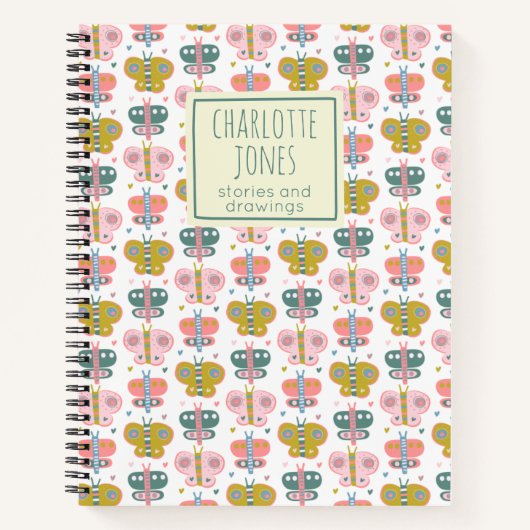 Cute Pink Butterflies Personated Story Journal Notitieboek (Voorkant)