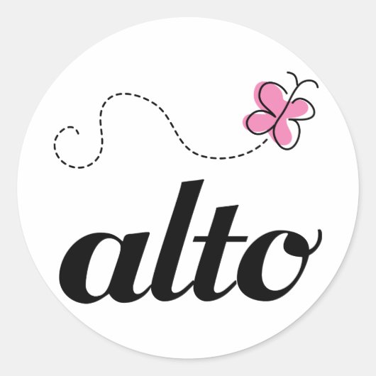 Cute Pink Butterfly Alto Singer Gift Ronde Sticker (Voorkant)