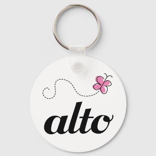 Cute Pink Butterfly Alto Singer Gift Sleutelhanger (Voorkant)