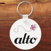 Cute Pink Butterfly Alto Singer Gift Sleutelhanger (Voorkant)