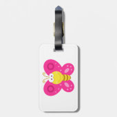 Cute Pink Butterfly Bagagelabel (Achterkant verticaal)