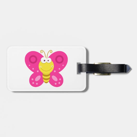 Cute Pink Butterfly Bagagelabel (Achterkant horizontaal)