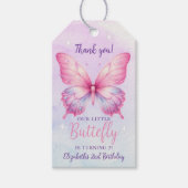 Cute Pink Butterfly Birthday Girl Party Cadeaulabel (Voorkant)