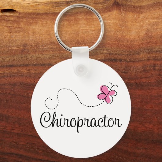 Cute Pink Butterfly Chiropractor Sleutelhanger (Voorkant)