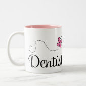 Cute Pink Butterfly Dentist Tweekleurige Koffiemok (Links)
