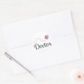 Cute Pink Butterfly Doctor Ronde Sticker (Envelop)