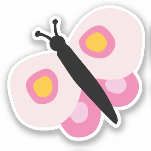 Cute Pink Butterfly Girls Sticker (Voorkant)