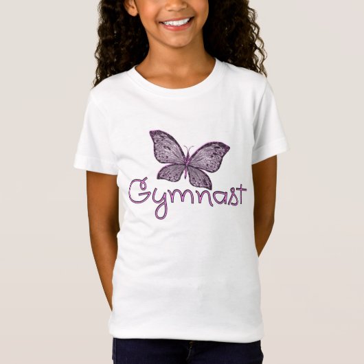 Cute Pink Butterfly Gymnast T-shirt (Voorkant)