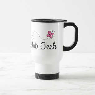 Cute Pink Butterfly Lab Tech Reisbeker