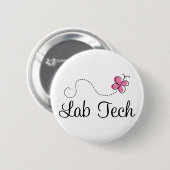 Cute Pink Butterfly Lab Tech Ronde Button 5,7 Cm (Voorkant /achterkant)