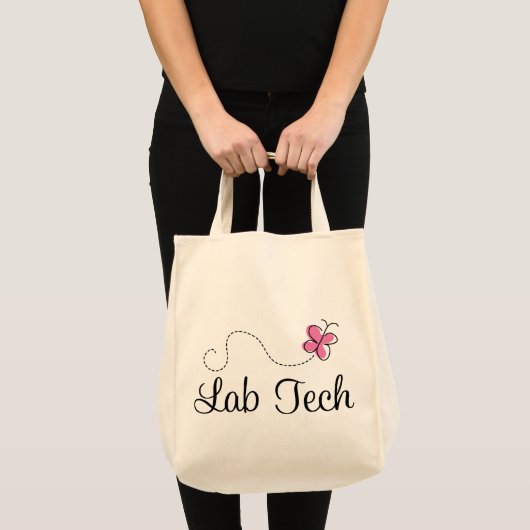 Cute Pink Butterfly Lab Tech Tote Bag (Voorkant (product))