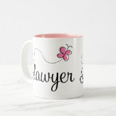 Cute Pink Butterfly Lawyer Tweekleurige Koffiemok (Voorkant links)