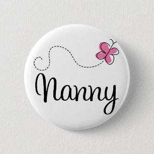 Cute Pink Butterfly Nanny Ronde Button 5,7 Cm