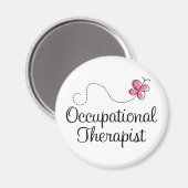 Cute Pink Butterfly Occupational Therapist Magneet (Voorkant / Achterkant)