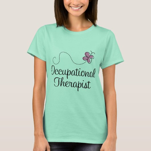 Cute Pink Butterfly Occupational Therapist T-shirt (Voorkant)