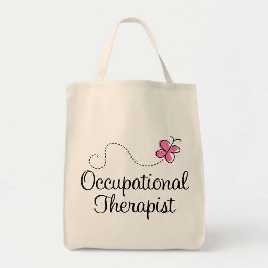 Cute Pink Butterfly Occupational Therapist Tote Bag (Voorkant)