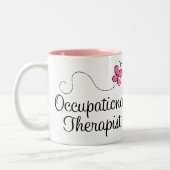 Cute Pink Butterfly Occupational Therapist Tweekleurige Koffiemok (Links)