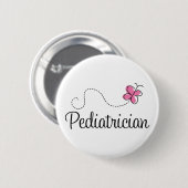 Cute Pink Butterfly Pediatricia Ronde Button 5,7 Cm (Voorkant /achterkant)