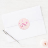 Cute Pink Butterfly Personalized Round Stickers (Envelop)