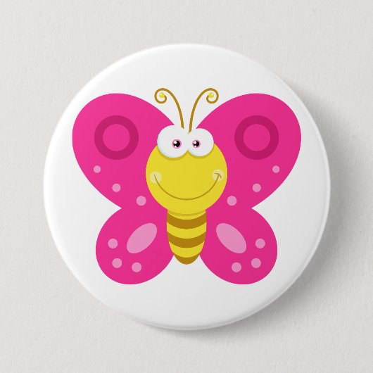 Cute Pink Butterfly Ronde Button 7,6 Cm (Voorkant)