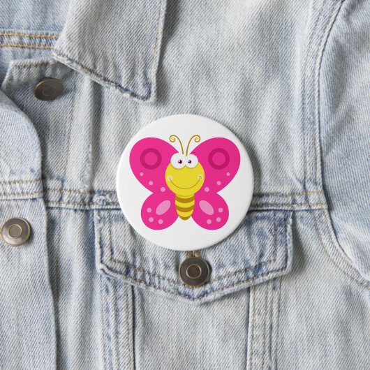 Cute Pink Butterfly Ronde Button 7,6 Cm (In situ)