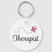 Cute Pink Butterfly Therapist Sleutelhanger (Voorkant)