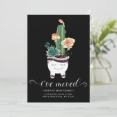 Cute Pink Cactus Succulents in Funny Pot Moving Aankondiging (Staand voorkant)