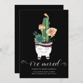 Cute Pink Cactus Succulents in Funny Pot Moving Aankondiging (Voorkant / Achterkant)