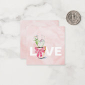 Cute Pink Cactus Valentijnsdag Notitiekaartje (Voorkant / Achterkant in situ)