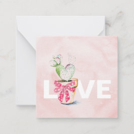 Cute Pink Cactus Valentijnsdag Notitiekaartje