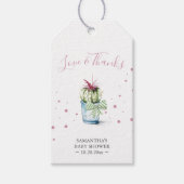 Cute Pink Cactus Waterverf Cadeaulabel (Voorkant)