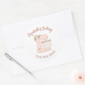 Cute Pink Cake Mixer Bakery Business Ronde Sticker (Envelop)