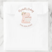 Cute Pink Cake Mixer Bakery Business Ronde Sticker (Tas)