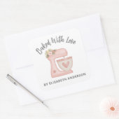 Cute Pink Cake Mixer Bakery Business Vierkante Sticker (Envelop)