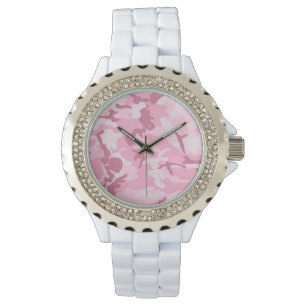  Cute Pink Camouflage Patroon Horloge