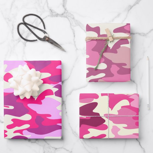 Cute Pink Camouflage Trendy Camo Pattern 3 Gifts Inpakpapier Vel (Voorkant)