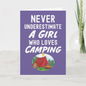 Cute Pink Camping Cards For Baby Girls Kids Camper Kaart (Voorkant)