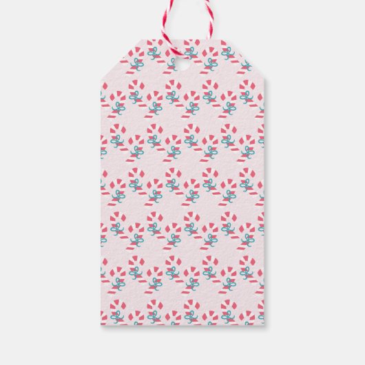 Cute Pink Candy Cane Pattern - Kerstmis Cadeaulabel (Achterkant)