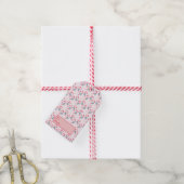 Cute Pink Candy Cane Pattern - Kerstmis Cadeaulabel (Met Touw)