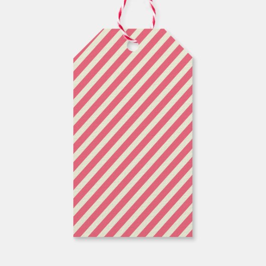 Cute Pink Candy Cane Stripes Pattern - Kerstmis Cadeaulabel (Achterkant)