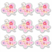 Cute Pink Cartoon Butterfly Sticker (Voorkant)