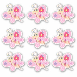 Cute Pink Cartoon Butterfly Sticker